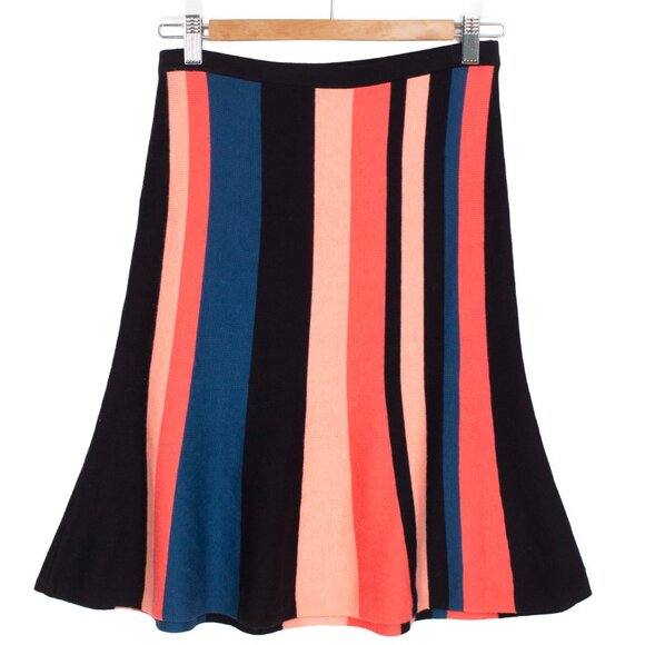 Vince Camuto Flared A-Line Knit Skirt Black Orange Peach Teal XXS - Picture 1 of 12